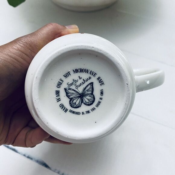 Seeds and Sunshine Poppy Metallic Floral Ceramic Coffee Mug Retro 70s - Picture 4 of 10